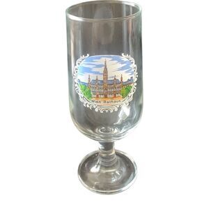 Vintage German City Glass Stemmed Beer Glass Wien Rathaus